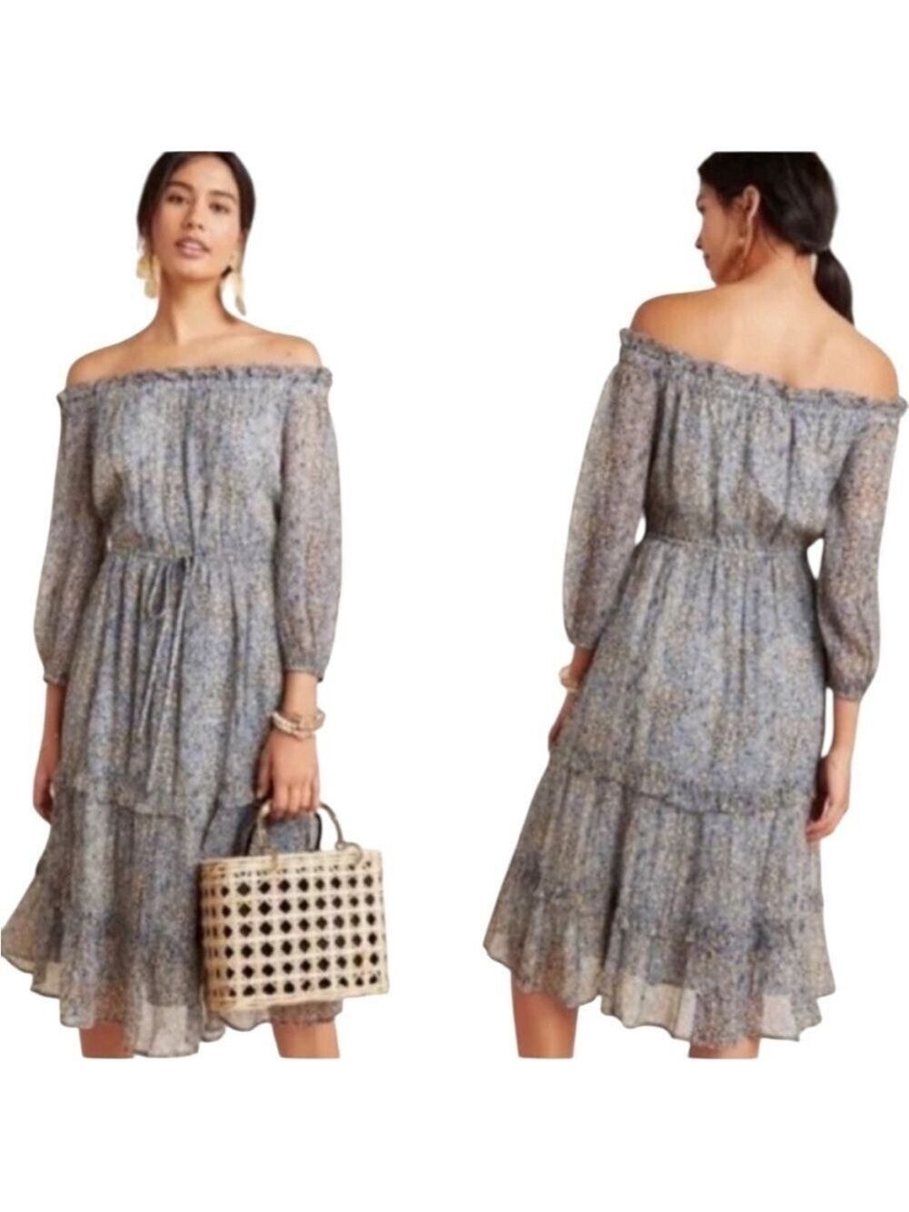 Anthropologie Kira Off-Shoulder Peasant Dress Size 10
